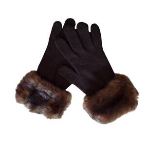 Preston & York 100% Wool Gloves with Faux Fur Trim